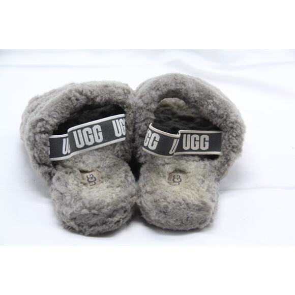 UGG Fluff Yeah Slide Sandals Women's Size 6 Gray Sheepskin Slippers Slip On - Picture 4 of 7